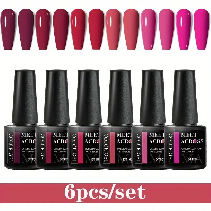 MEET ACROSS 6Pcs Gel Nail Polish Set