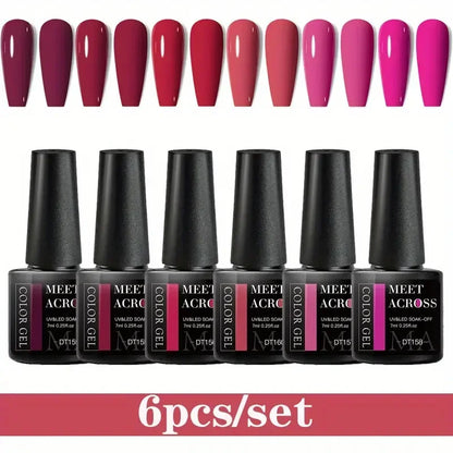MEET ACROSS 6Pcs Gel Nail Polish Set