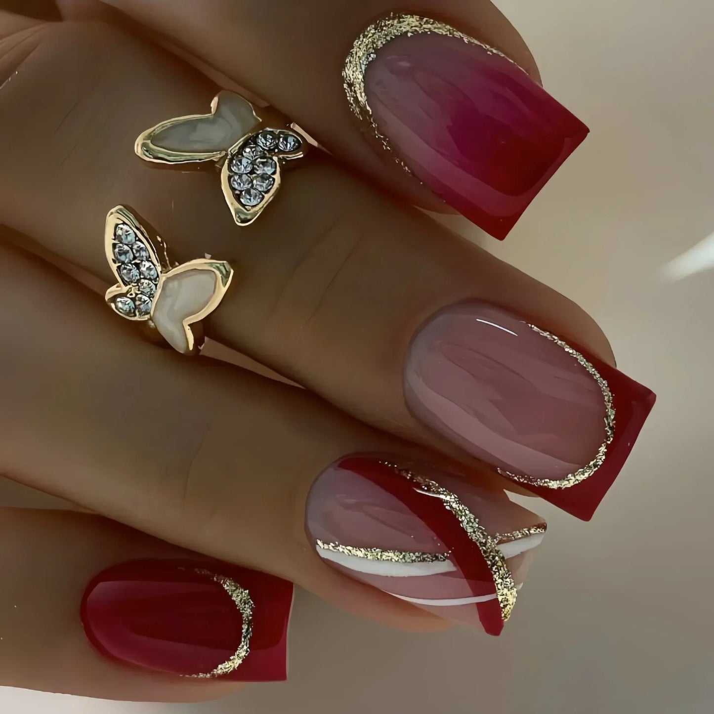 24Pcs Medium Short Square Press on Nails