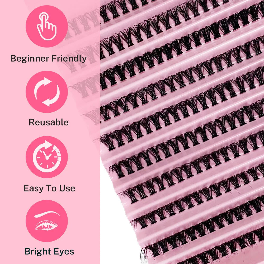 Individual Lashes 30-50D 8-16mm 200pcs Cluster Lashes Natural Look