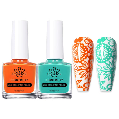 BORN PRETTY 2Pcs/Set 10ML Black and White Stamping Nail Polish