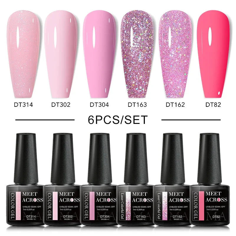 MEET ACROSS 6Pcs Gel Nail Polish Set