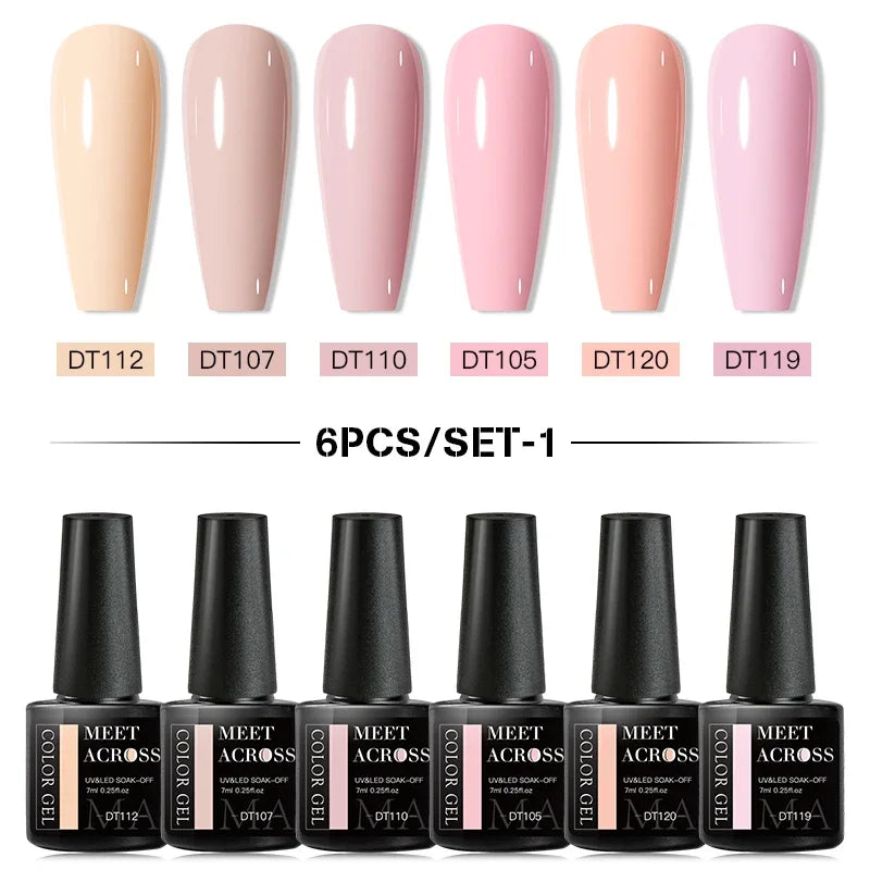 MEET ACROSS 6Pcs Gel Nail Polish Set