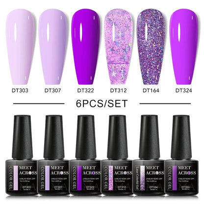 MEET ACROSS 6Pcs Gel Nail Polish Set