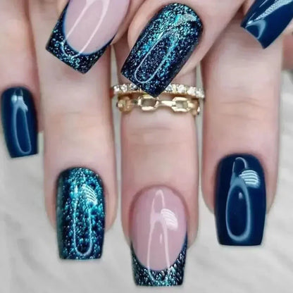 24Pcs Medium Short Square Press on Nails