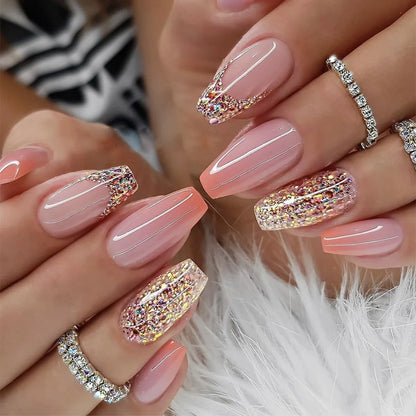 24Pcs Medium Short Square Press on Nails