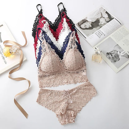 Floral Lace Padded bralette and Panty Set