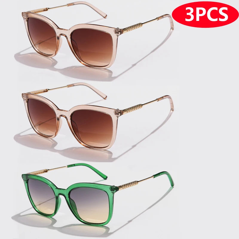 Classic Gold Accent Square Retro Sunglasses