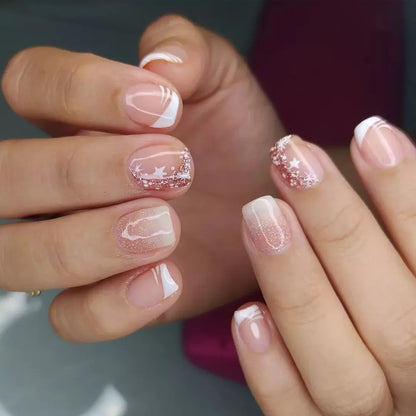 24Pcs Medium Short Square Press on Nails