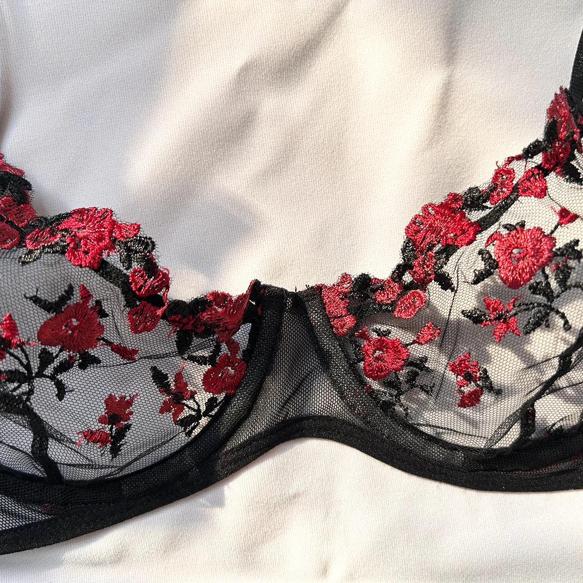 Embroidered Bows Lingerie Set