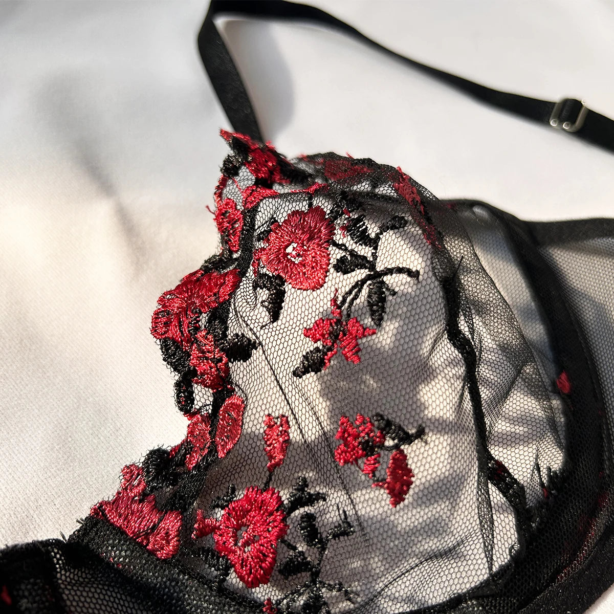 Embroidered Bows Lingerie Set