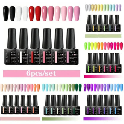 MEET ACROSS 6Pcs Gel Nail Polish Set