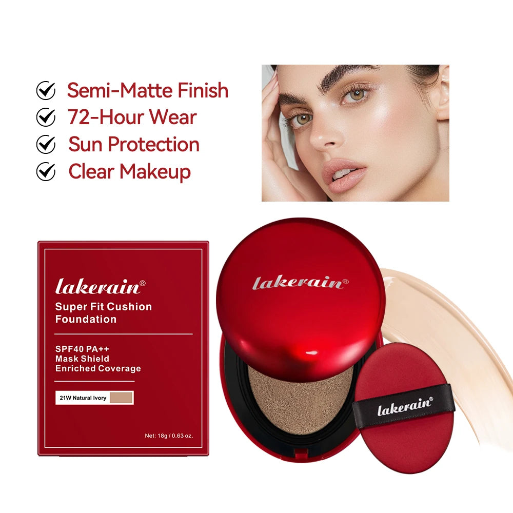 Lakerain Waterproof Light Weight Foundation with Cushion Applicator