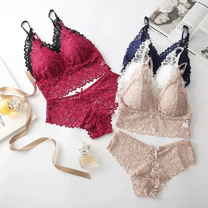 Floral Lace Padded bralette and Panty Set