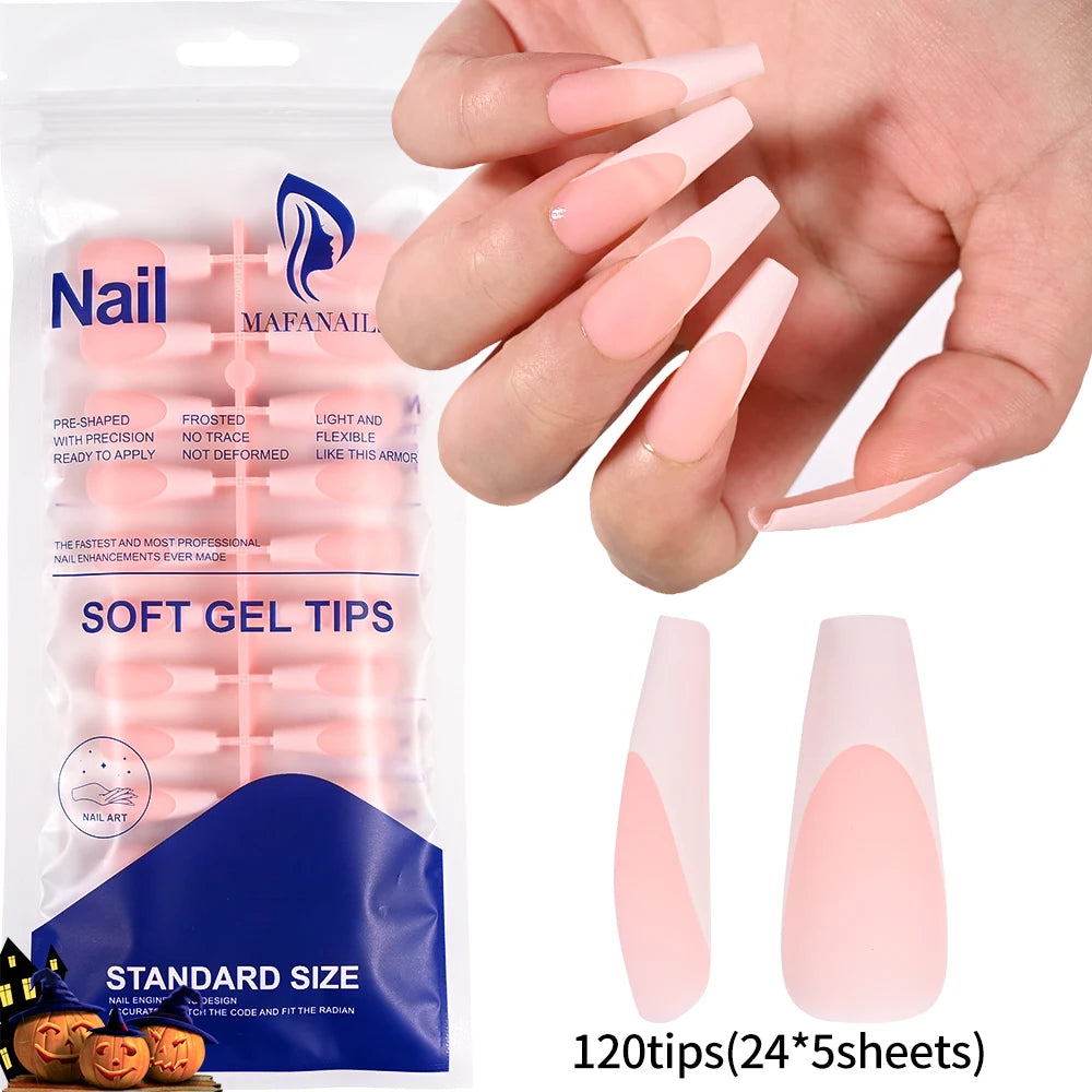 120Pcs Colourful French Tip Square Press on Nails