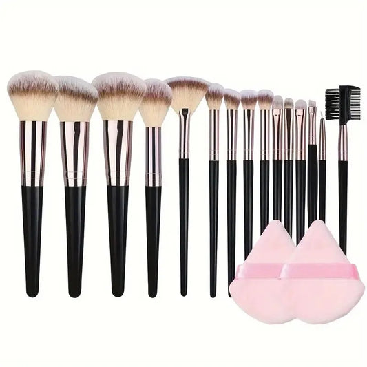 Professional 15 Pcs Makeup Brush Set with Powder Puff