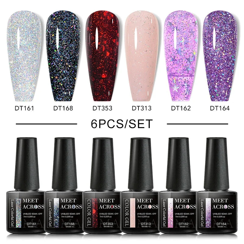 MEET ACROSS 6Pcs Gel Nail Polish Set