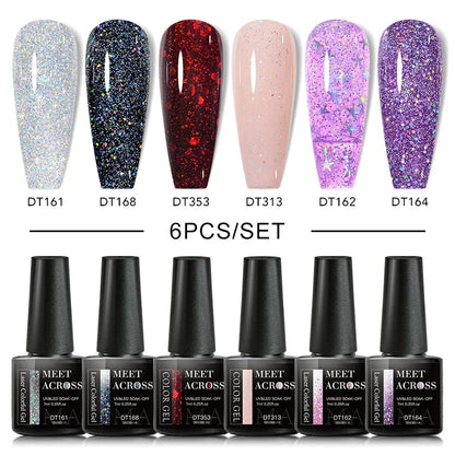 MEET ACROSS 6Pcs Gel Nail Polish Set