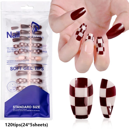 120Pcs Colourful French Tip Square Press on Nails