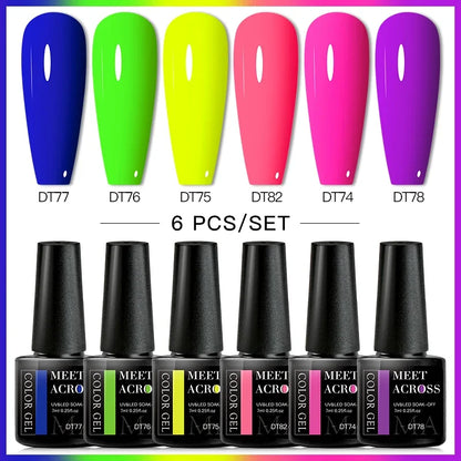MEET ACROSS 6Pcs Gel Nail Polish Set