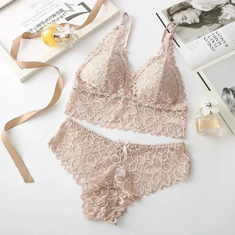 Floral Lace Padded bralette and Panty Set