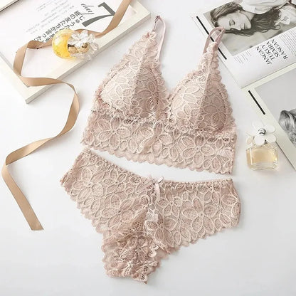 Floral Lace Padded bralette and Panty Set