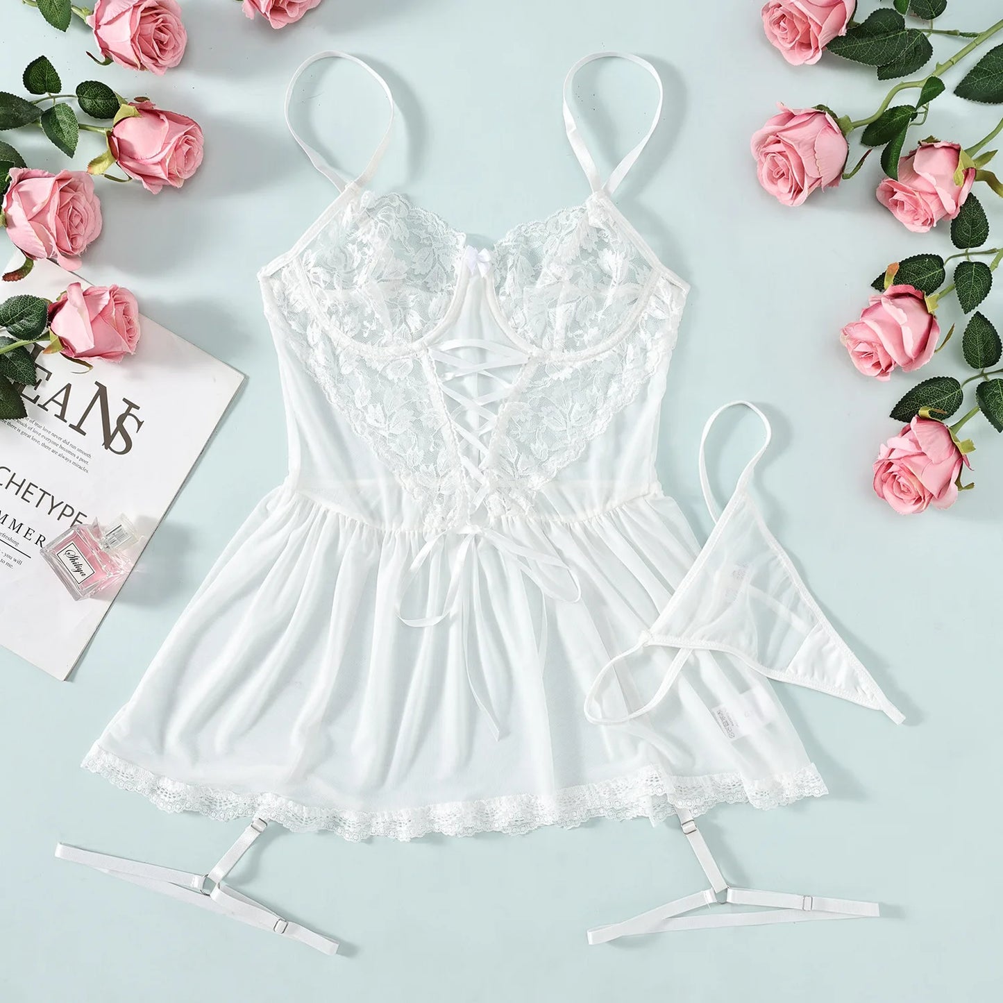 3 Piece Sexy Lingerie Dress Set