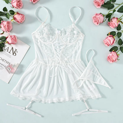 3 Piece Sexy Lingerie Dress Set