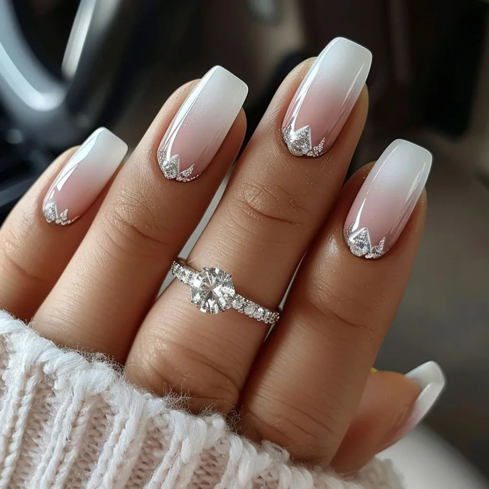 24Pcs Medium Short Square Press on Nails