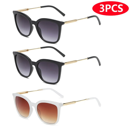 Classic Gold Accent Square Retro Sunglasses