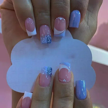 24Pcs Medium Short Square Press on Nails