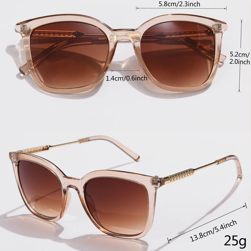 Classic Gold Accent Square Retro Sunglasses