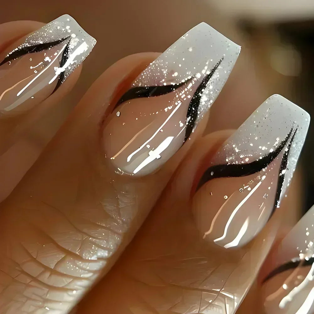 24Pcs Medium Short Square Press on Nails