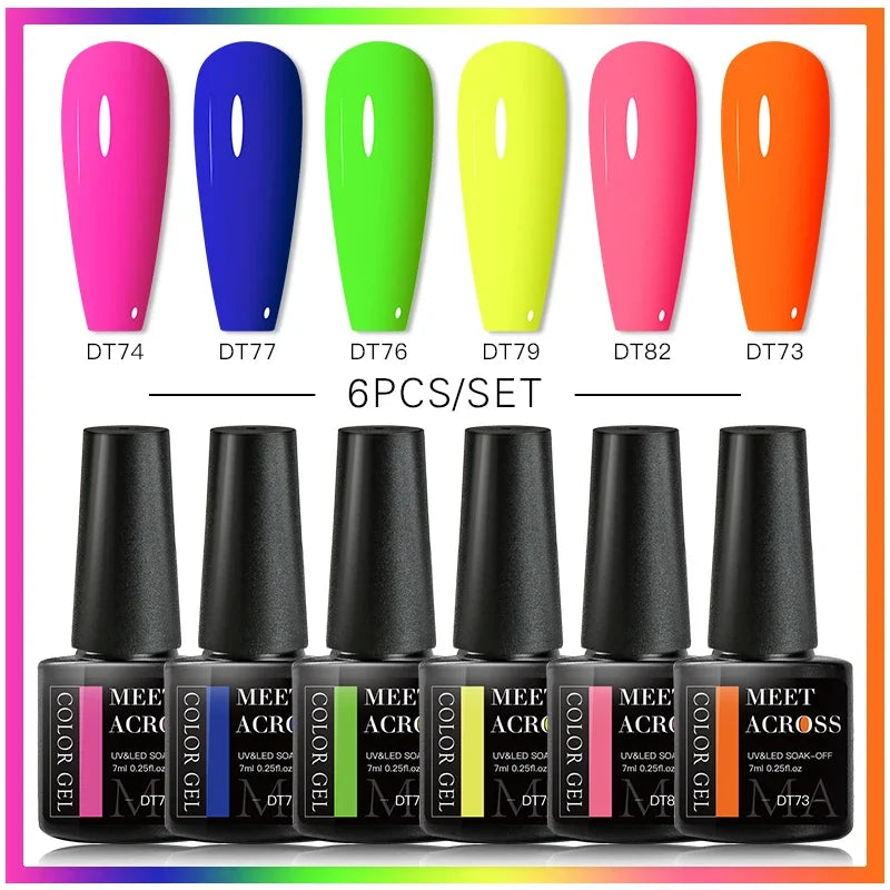MEET ACROSS 6Pcs Gel Nail Polish Set