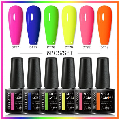 MEET ACROSS 6Pcs Gel Nail Polish Set
