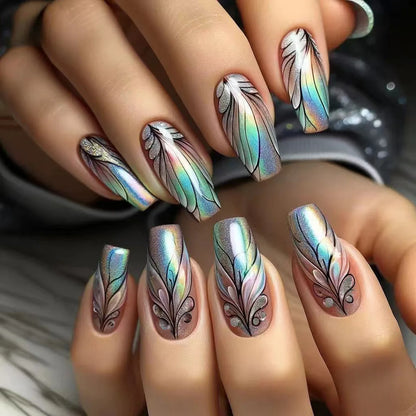 24Pcs Medium Short Square Press on Nails