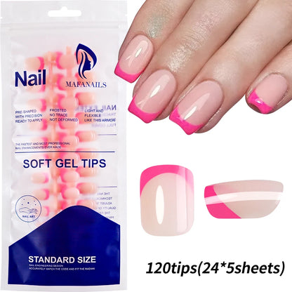 120Pcs Colourful French Tip Square Press on Nails