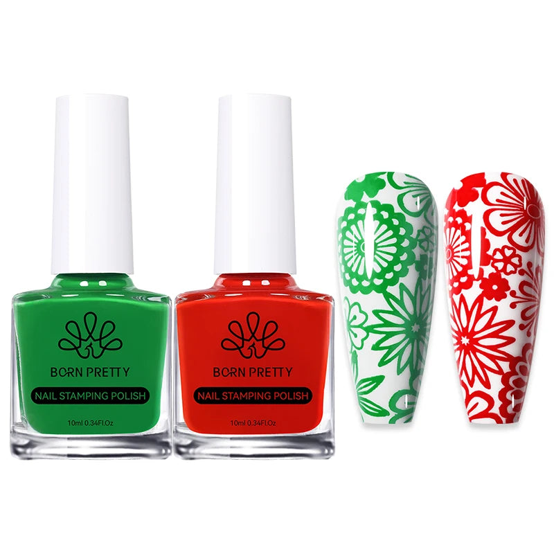 BORN PRETTY 2Pcs/Set 10ML Black and White Stamping Nail Polish