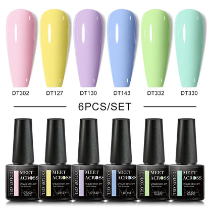 MEET ACROSS 6Pcs Gel Nail Polish Set