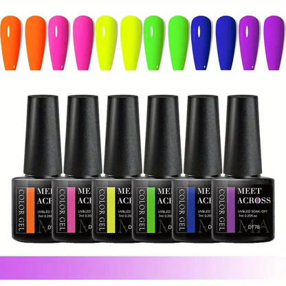 MEET ACROSS 6Pcs Gel Nail Polish Set