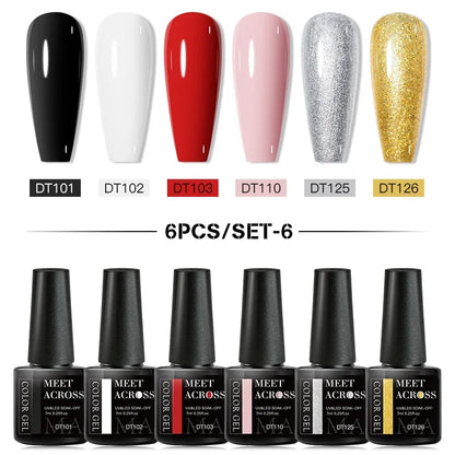 MEET ACROSS 6Pcs Gel Nail Polish Set