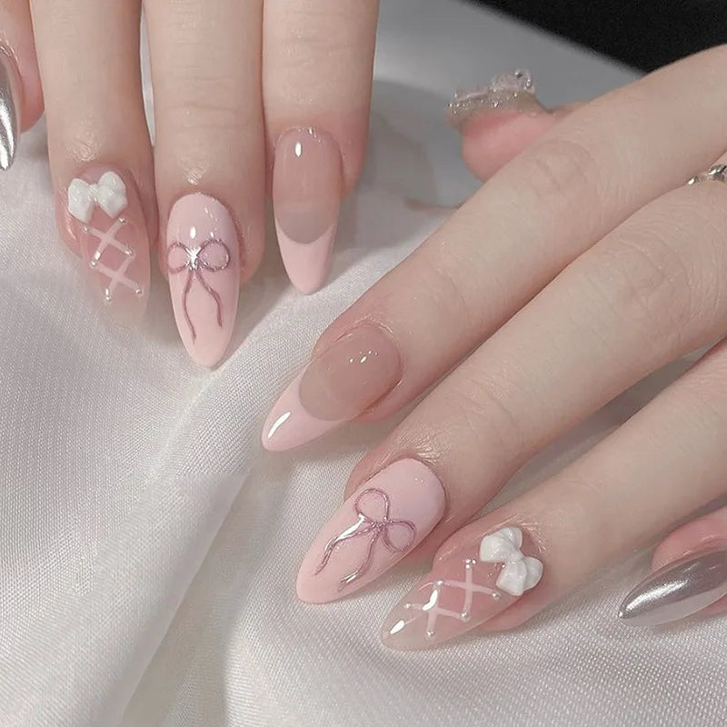 24pcs Bow Themed Press on Nails