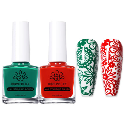 BORN PRETTY 2Pcs/Set 10ML Black and White Stamping Nail Polish