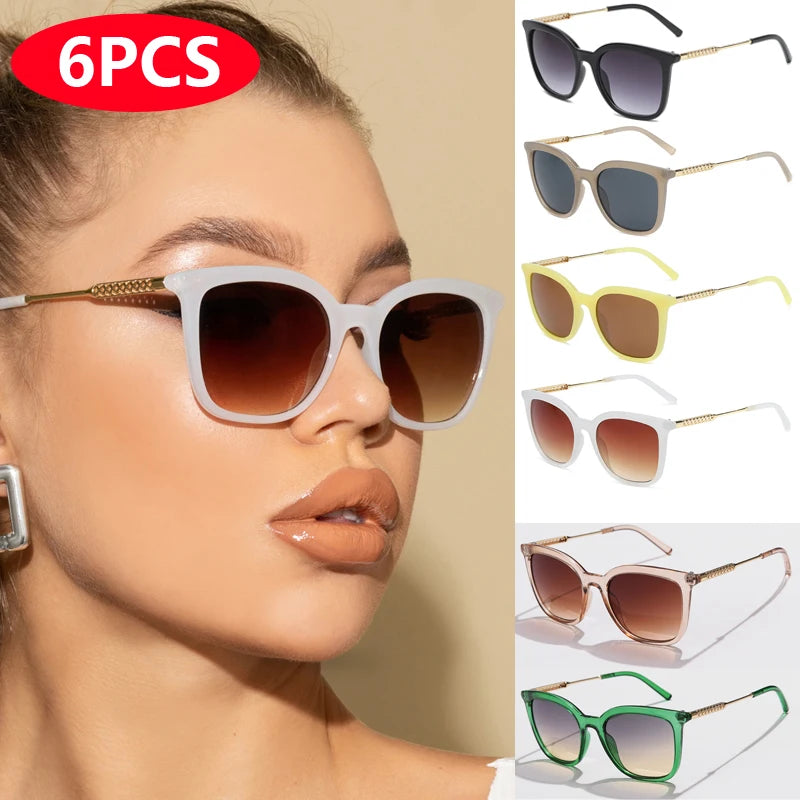 Classic Gold Accent Square Retro Sunglasses