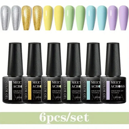 MEET ACROSS 6Pcs Gel Nail Polish Set