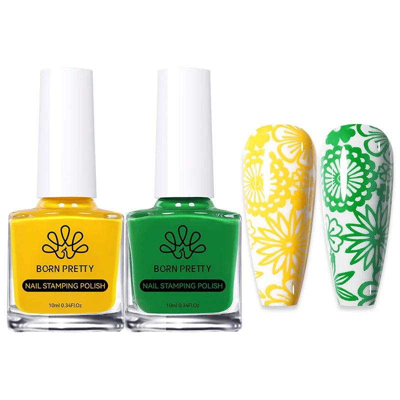 BORN PRETTY 2Pcs/Set 10ML Black and White Stamping Nail Polish