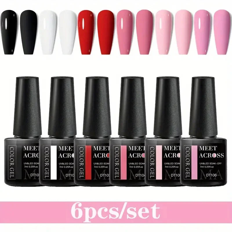 MEET ACROSS 6Pcs Gel Nail Polish Set