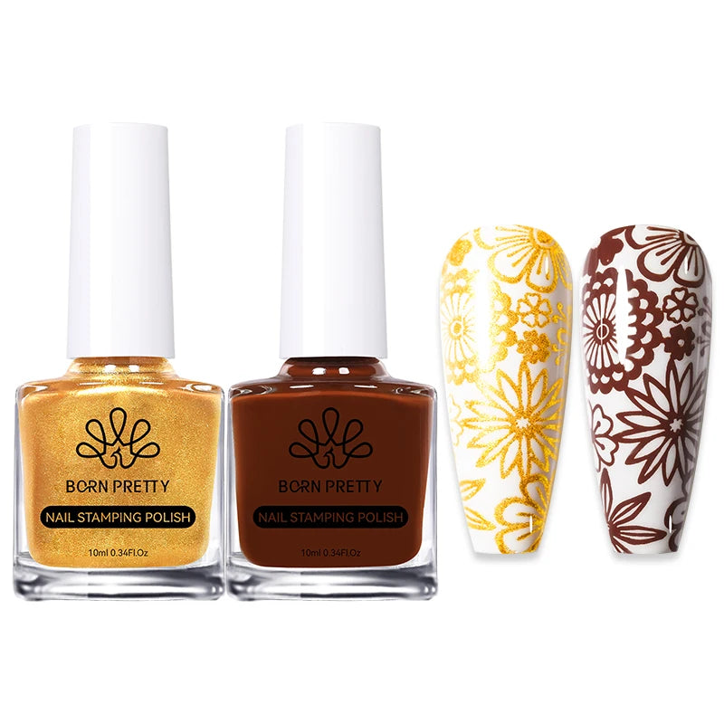 BORN PRETTY 2Pcs/Set 10ML Black and White Stamping Nail Polish
