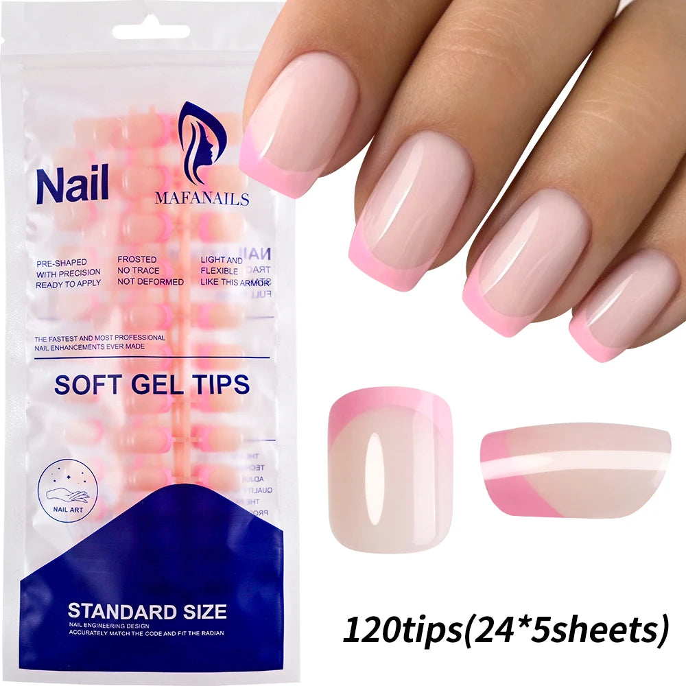 120Pcs Colourful French Tip Square Press on Nails