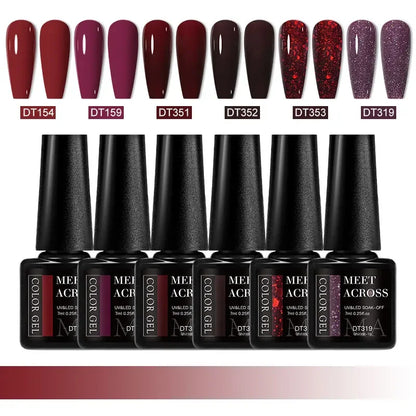 MEET ACROSS 6Pcs Gel Nail Polish Set